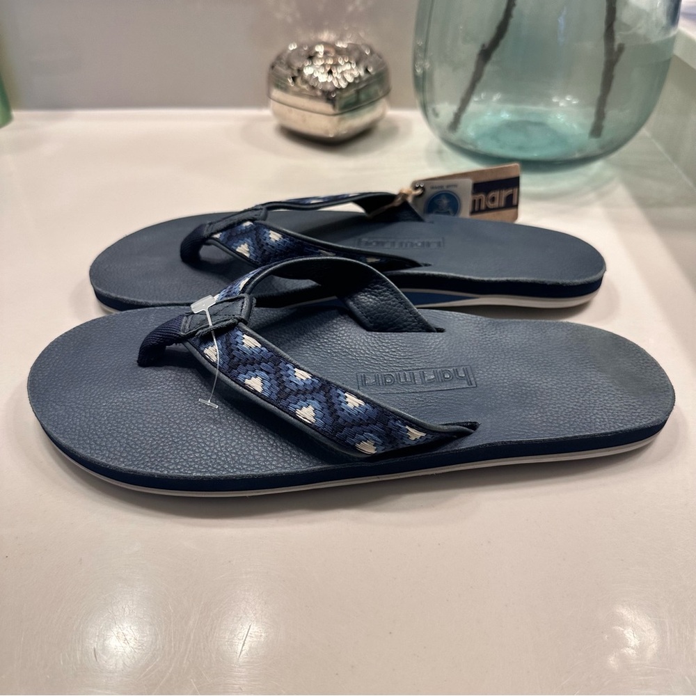 Hari Mari Navy Patterned Flip Flops - Picture 4 of 5